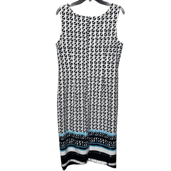 Maya Brooke Sleeveless Midi Dress Aztec Print White Women's 12 - Picture 2 of 7